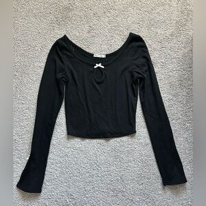 Black Long Sleeve Top with bows